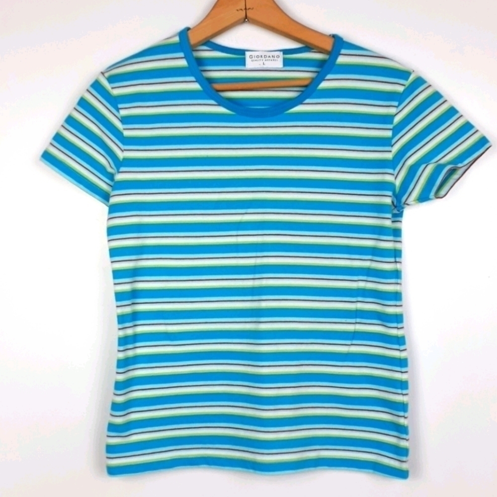 Striped T-Shirt Blue Red Yellow Youth Large